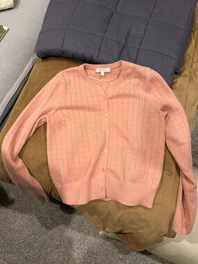 WAYF Peach Pointelle Button-Front Cardigan